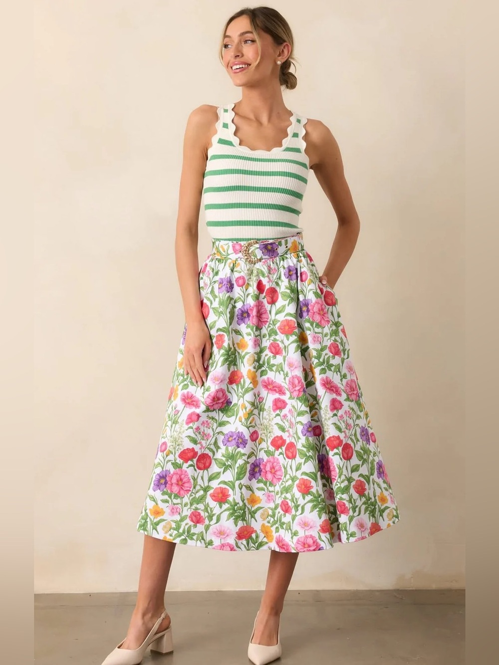 NWT Prosperina - Thena Midi Skirt in Garden Party - size L